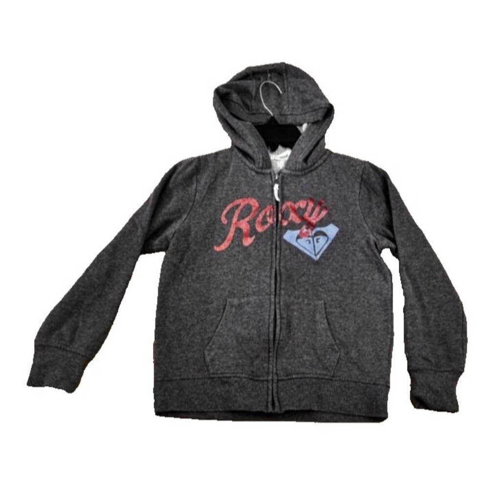 Roxy Gray Full Zip Hoodie Girls Size 10/12-M